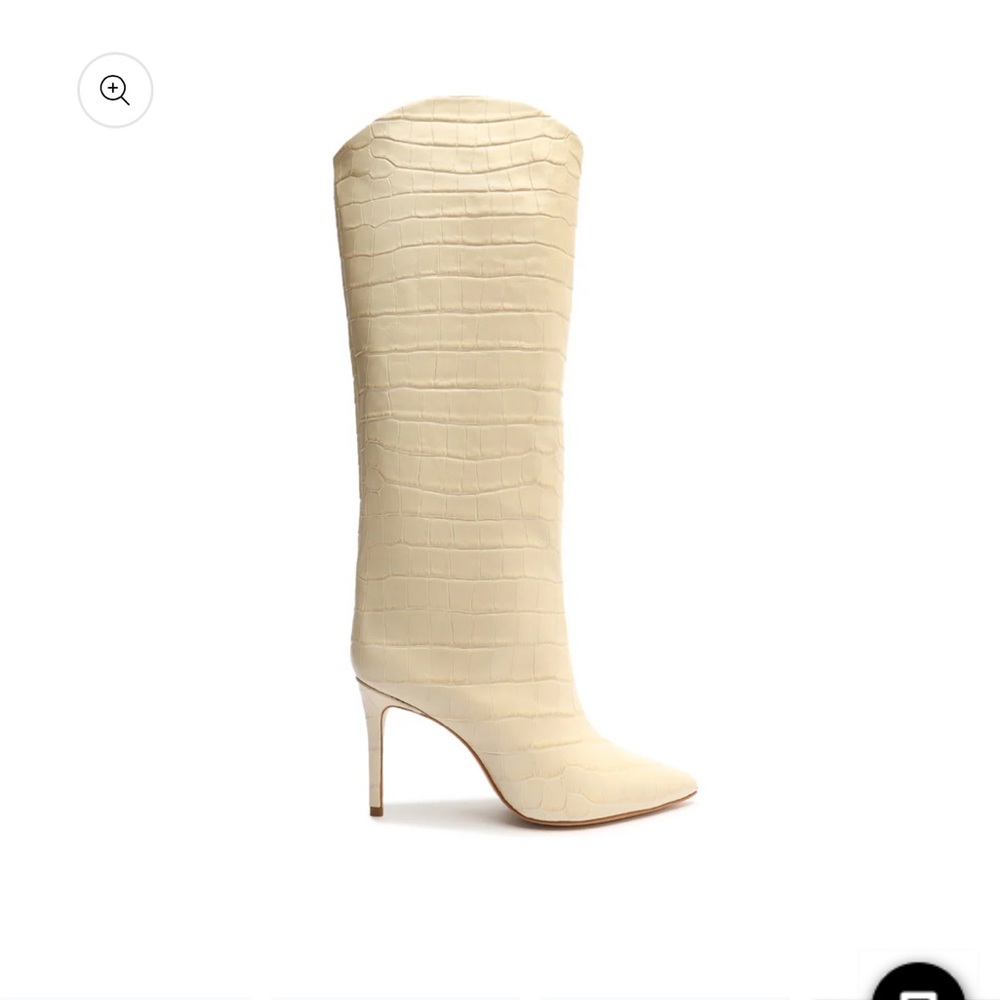 Schutz Maryana crocodile embossed leather boot in Eggshell size 9